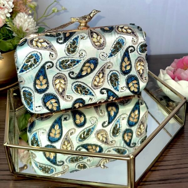Printed Embroidery Clutch