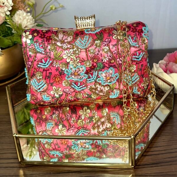 Printed Embroidery Clutch