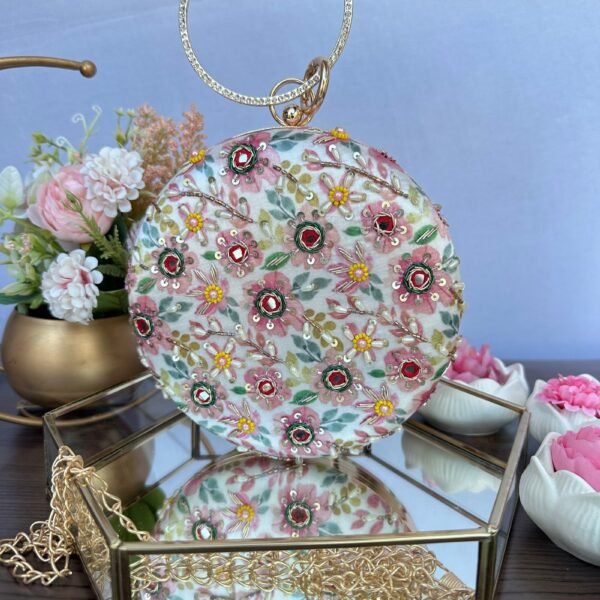 Round Embroidery Clutch